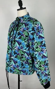 Vintage 90s Jacket Womens Large Padded Colorful Abstract Print Full Zip Grunge - Picture 1 of 15