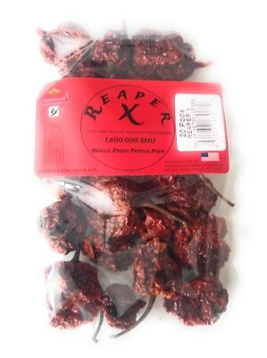 PEPPERLICIOUSS PEPPER COMPANY REAPER X 20 WHOLE DRIED PEPPER PODS ~33% hotter than standard Carolina Reaper
