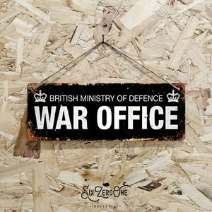 WW2 War Office Metal Sign Mancave Bar Vintage Wall Plaque British MOD Crown SML - Picture 1 of 8