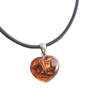 Genuine Amber Beautiful Baltic Amber Necklace/Pendant Heart !!! - Picture 1 of 4