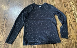 Hanna Andersson Girls Gold Shimmer Dot Black 100% Cotton Top Size 150 (12) EUC - Picture 1 of 7