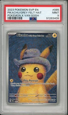 2023 Pokemon SVP En Pikachu Grey Felt Hat Van Gogh #085 PSA 9 - Image 1 of 2