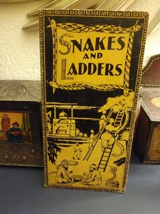 Altes Vintage Schlangen & Leitern Spielbrett tolles Grafikdesign A/F Display - Bild 1 von 7