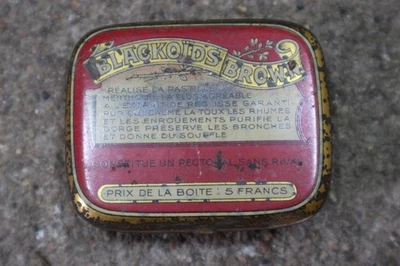 ancienne boite vide tole medicament pharmacie PASTILLES BLACKOIDS BROWN - Photo 1/4