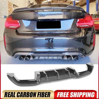 For BMW 2 Series F87 M2 Coupe 16-21 Real Carbon Rear Bumper Diffuser Lip Spoiler - Image 1 of 4
