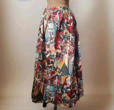 Vintage Christmas Skirt Alexander Henry Collection 100 North Pole Lane Handmade  - Image 1 of 4