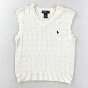 Polo Ralph Lauren Womens Sweater Vest Size S Cable Knit White Vintage Japan - Picture 1 of 6