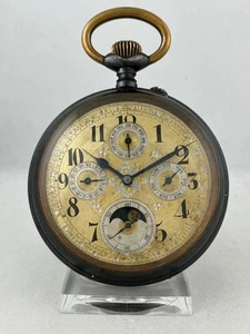 Full Calendar Railway Pocket Watch Manual Wind 80Mm, 11.64Oz, Works - Picture 1 of 7