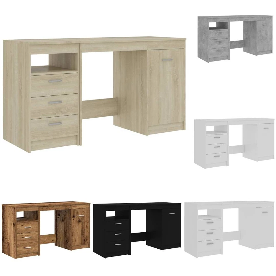Schreibtisch mit 3 Schubladen und 1 Tür Holz werkstoff Vintage Betonoptik 5Farbe - Bild 1 von 4