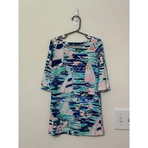 Lilly Pulitzer Kids Dress Sailboat Print 3/4 Sleeve Casual S (4-5) - Picture 1 of 4