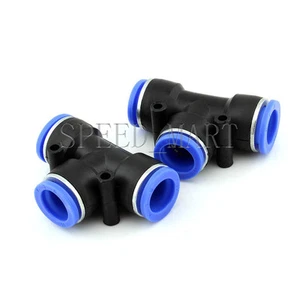 2 x T-junction PE14 Pneumatic Air 3 Way Quick Fittings Connector 14mm Tube Hose - Picture 1 of 3