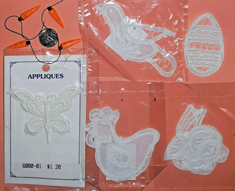 Easter Craft Appliques Bunnies Eggs Chickens Birds Butterfly + Stringed Carrots - Image 1 of 3