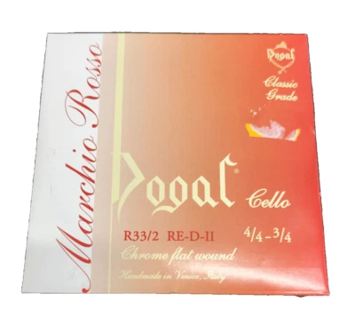 Dogal Corda Singola Violoncello 4/4 o 3/4 RE D Cromo Laminato Seconda 2nd Rosso - Immagine 1 di 4