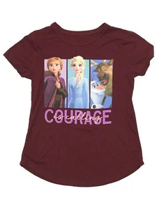Disney Frozen Girls Burgundy Short Sleeve Courage Is Calling Tee Shirt X-Large - Picture 1 of 1