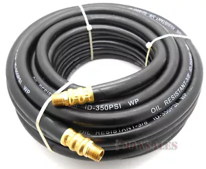 3/8 Zoll x 50 Fuß Schwerlast Gummi Luftschlauch schwarz WP 300 PSI funktioniert 900 PSI - Bild 1 von 1