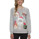 Freeze Holiday Cat Light-up Sweatshirt Size Large 11-13 Christmas Gray Snowflake