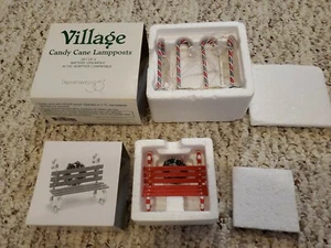 Department 56 candy cane Snow village lampposts and bench - Picture 1 of 2