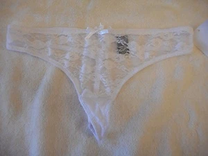 Women's City Streets Juniors Lace Thong Panties White NEW Large 7 - Picture 1 of 2