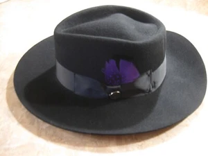 Bruno Capelo Men's black with feather band Brim Wool Fedora Monarc NEW SMALL - Picture 1 of 7