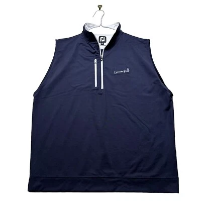 Chaleco Footjoy Performance Hombres Talla L Solitario Pino Club de Golf Preppy 1/4 Cremallera Azul Marino Foto 1 de 4