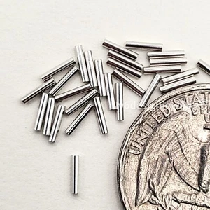 Sterling Silver Tube Beads 1.0x5.0mm with 0.7mm Hole 20pc 925 Real Anti-Tarnis - Picture 1 of 6