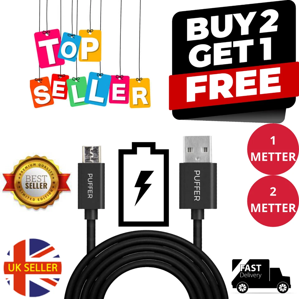 Fast Micro USB Charger Cable Charging Lead For Samsung Galaxy J3, J5, J7 2017 - Image 1 of 4