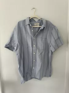 Madewell Herren Hemd L Easy Fit Blau Gestreift Kurzarm Leinen Knopfleiste - Bild 1 von 7