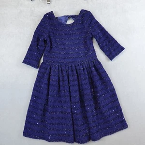 Lavende Girl Sequin Navy Dress Size 10 Lined 3/4 Sleeves - Picture 1 of 7