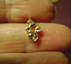 DAINTY DISNEY'S MICKEY MOUSE HEAD LIGHT PURPLE  CRYSTAL PENDANT NECKLACE - Picture 1 of 4