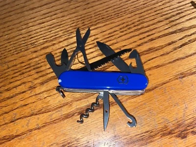 全新 Victorinox Swiss Army 91 毫米刀 HUNTSMAN 钴蓝色 1.3713.2 — 第 1/2 张图片