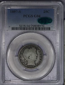 1897-S Barber Quarter 25c PCGS G4 G04 CAC - Picture 1 of 2