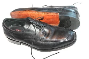 Florsheim Shoe Men's 8 D  Black Leather SOLES SHOES HANDSEWN MOC OXFORD - Picture 1 of 8