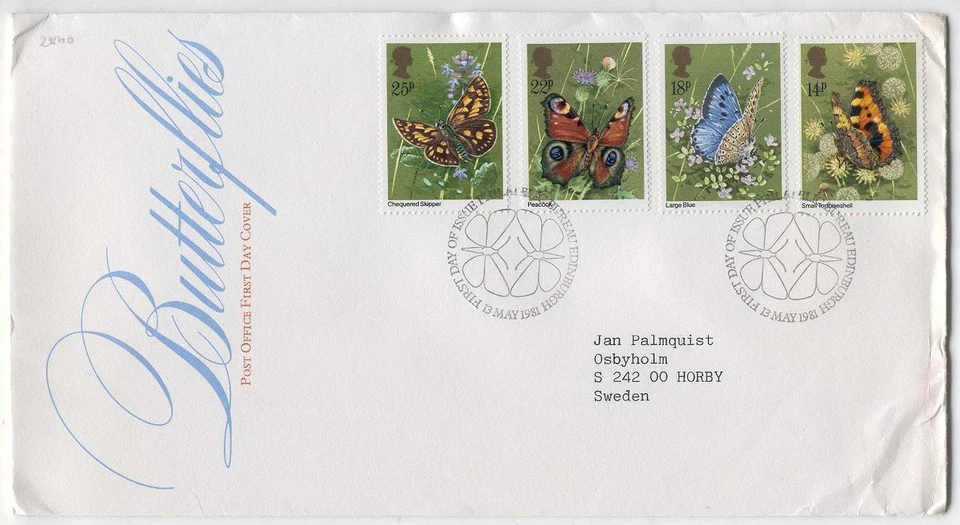 FDC AC29 Great Britain 1981 Fauna Insect Butterflies 4v - Image 1 of 1