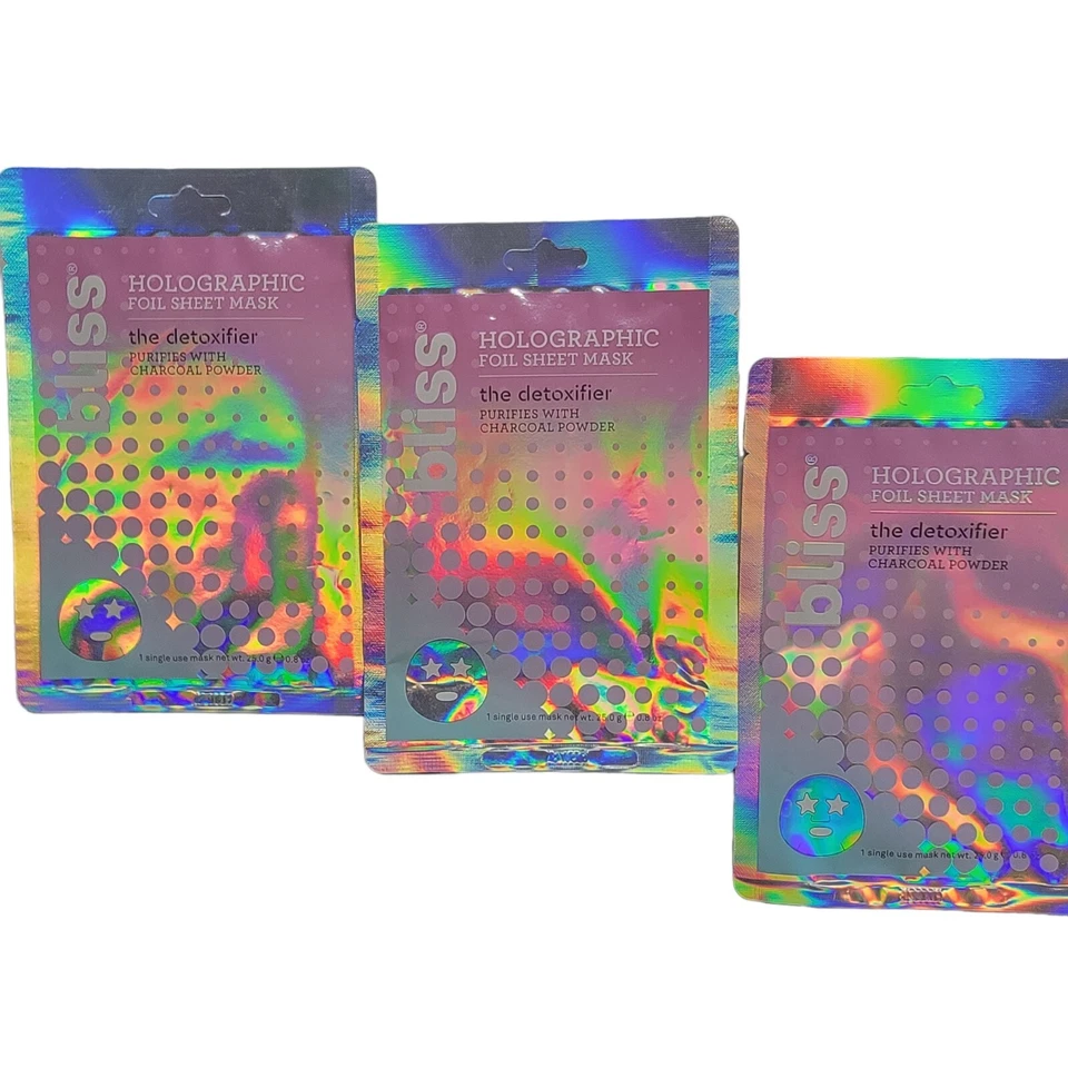 bliss The Detoxifier Charcoal Powder Holographic Foil Sheet Mask