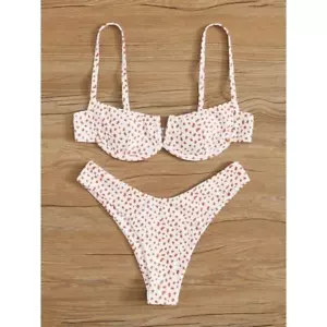 V Wired Dalmatian Underwire Swimsuit Bikini Set Sz S - Picture 1 of 7