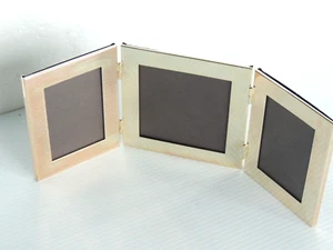 Vintage Tri Fold Hinged Silverplated Picture Frame two 2 x 3-inch photo 3 x 3" - Picture 1 of 7