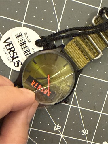 VERSACE Versus SO608 0014 Orologio Bracciale Donna Cinturino Nylon Verde Batteria Nuova