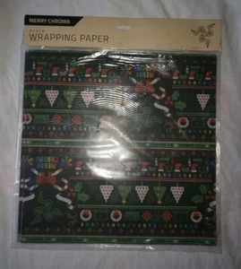 RAZER Merry Chroma Christmas Wrapping Paper for Gamers & Geeks 5 sheets 24X36 - Picture 1 of 7
