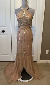 Cassandra Stone Sz 8 Vintage Beaded Sequined Halter Neck Formal Gown Dress Prom - Picture 1 of 14