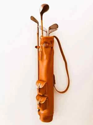 Golf Club Bag 2 pockets | Vintage Tan Leather 100% - Image 1 of 4