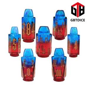Kugelform Harz DND Würfel Set 7-Teilig Polyedrisch Würfelzeit DSA Rot Blau - Picture 1 of 6