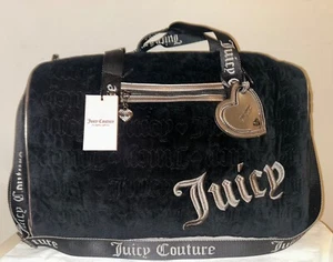 NEW! NWT JUICY COUTURE Vintage Dreams Velour Weekender Travel Bag Black - Picture 1 of 8