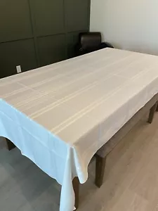 Mantel rectangular de lino de poliéster blanco 116” X 61” ~ ¡Hermoso! - Imagen 1 de 5