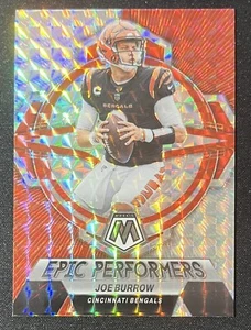 Mosaico Panini Joe Burrow 2023 mosaico plateado Prizm Epic Performers Bengals inserto - Imagen 1 de 2