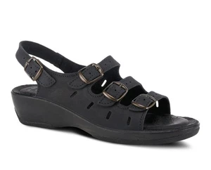 FEXUS by Spring Step Black Leather Sandal Adjustable Buckle Straps Sz 42 -10.5 - Picture 1 of 7