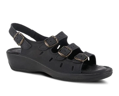FEXUS by Spring Step Black Leather Sandal Adjustable Buckle Straps Sz 42 -10.5 - Image 1 of 4