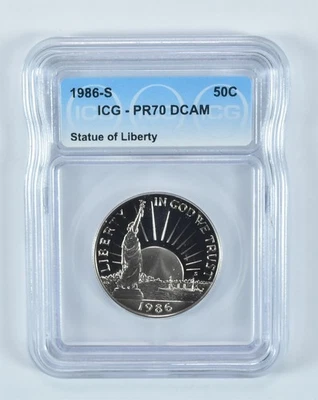 1986-S Statue Of Liberty Commemorative Half Dollar PR70 DCAM ICG *8562 - Image 1 of 4
