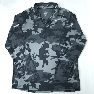Nike Running Gray Camo Quarter Zip Pullover Shirt Men XL Long Sleeve Performance - Picture 1 of 11
