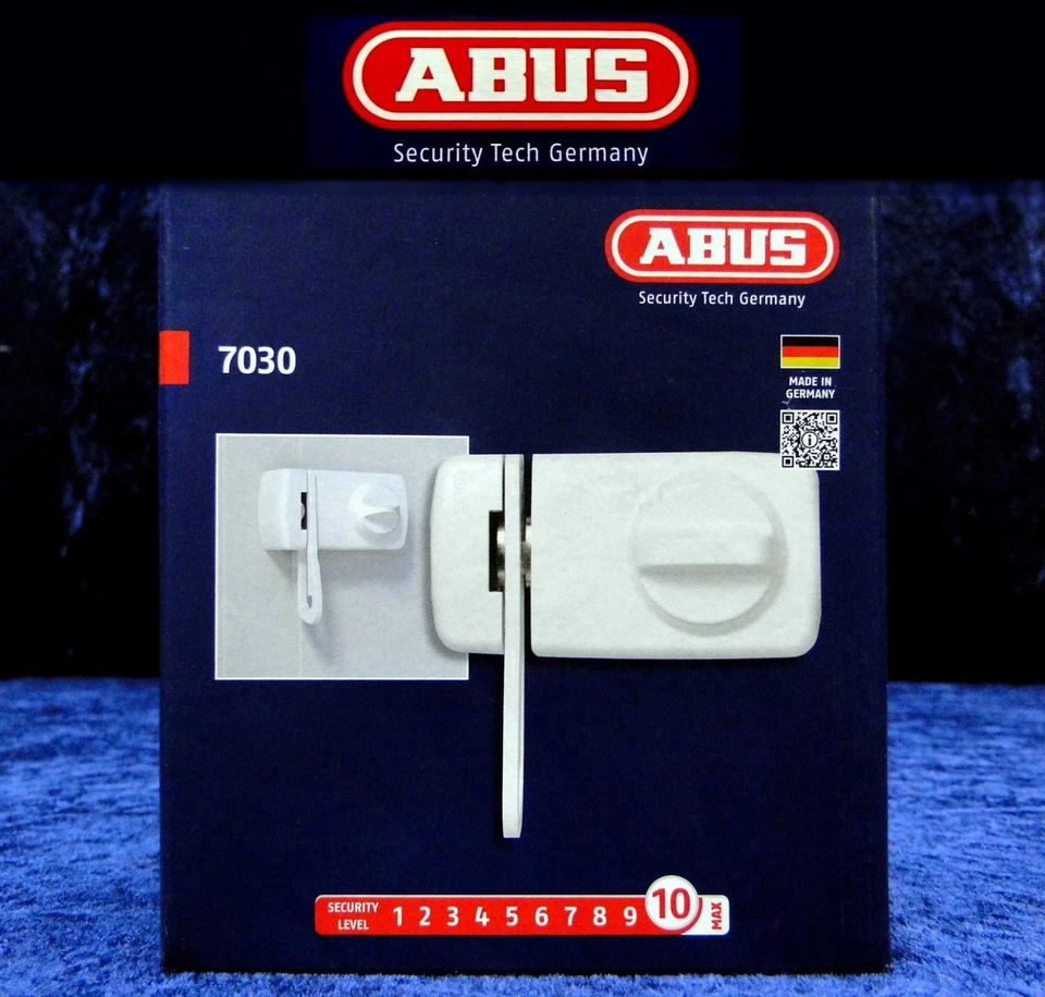 ABUS 7030 S EK serratura aggiuntiva per porta con staffa di blocco argento serratura per porta con 3 chiavi - Immagine 1 di 4