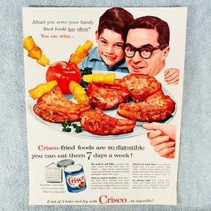 1956 Crisco Shortening Vtg Color PRINT AD Fried Foods Its Digestible - Picture 1 of 1